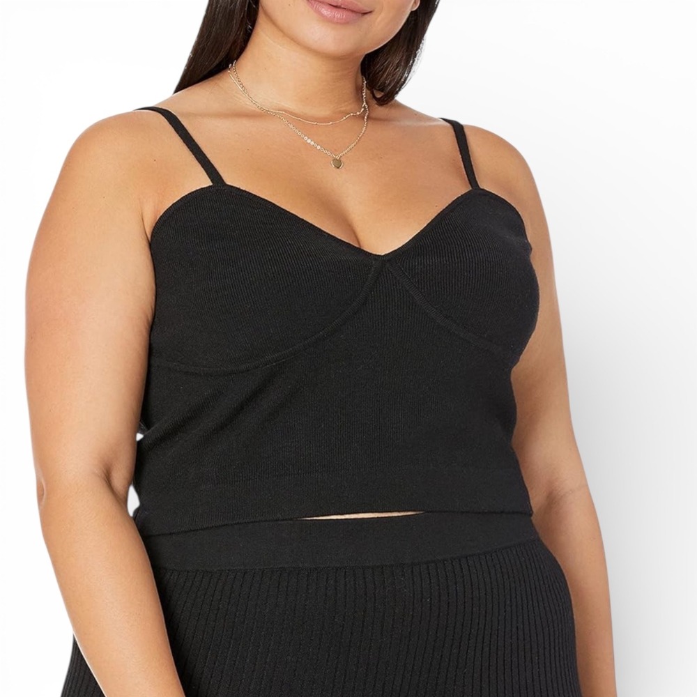 The Drop Catalina Bralette Black‎ Knit Bustier Crop Top 3X